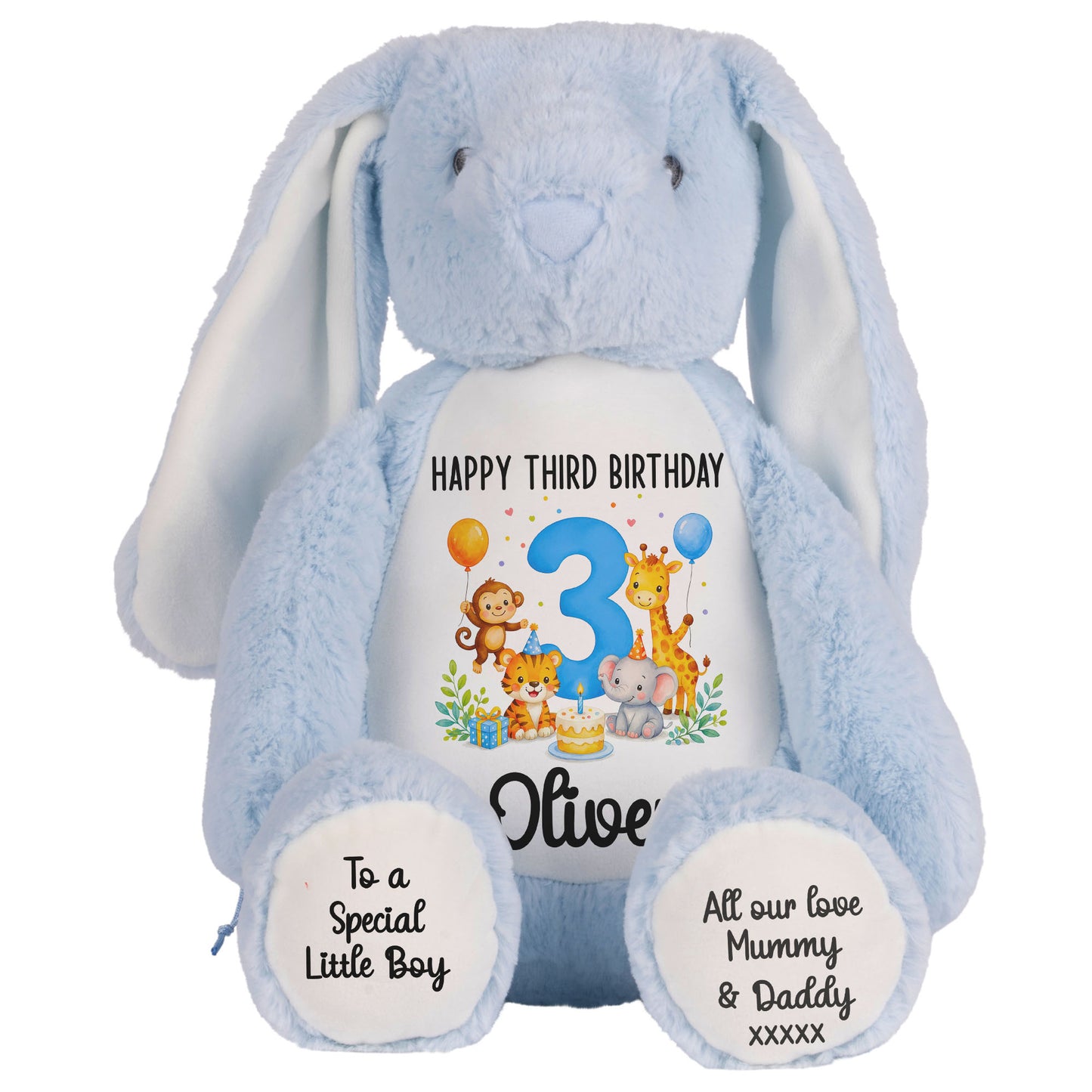 blue bunny teddy personalised teddy bear