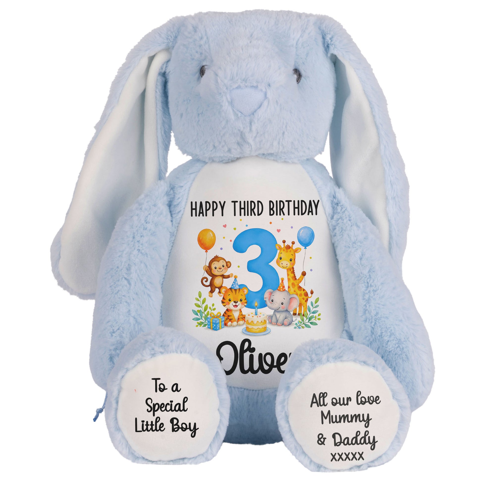 blue bunny teddy personalised teddy bear