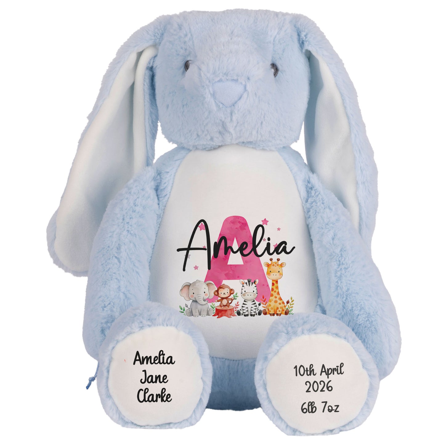 blue bunny teddy personalised teddy bear