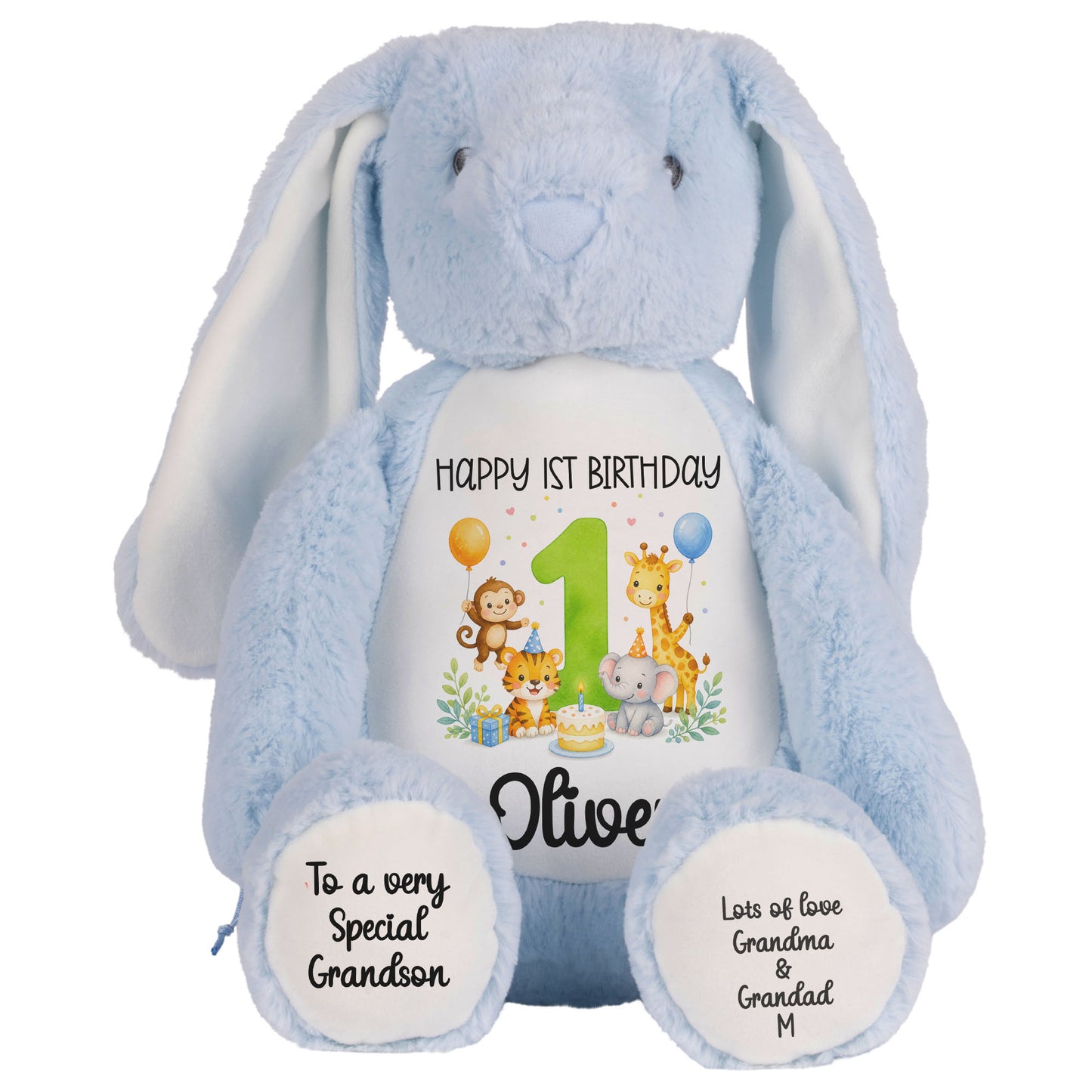 blue bunny teddy personalised teddy bear