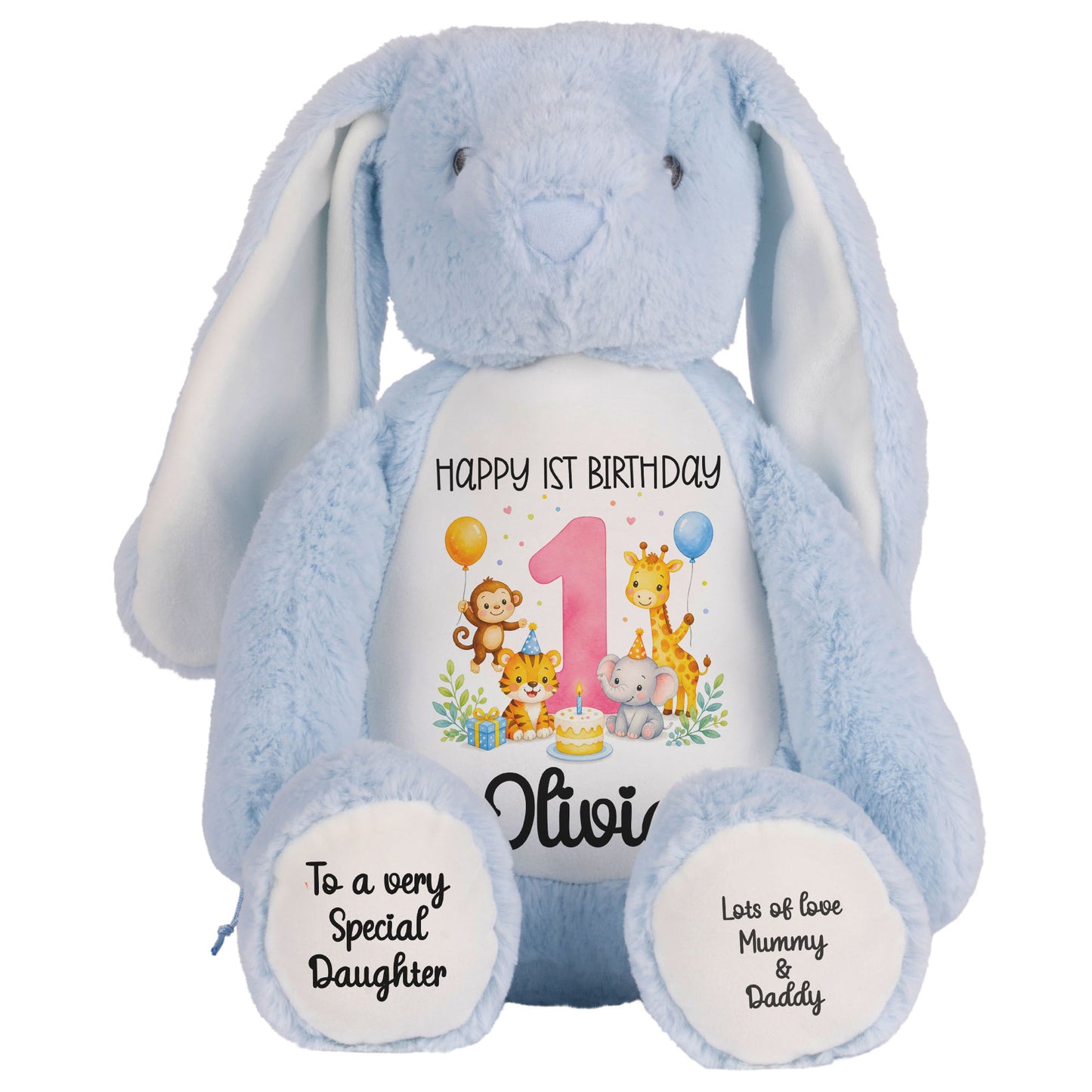 blue bunny teddy personalised teddy bear