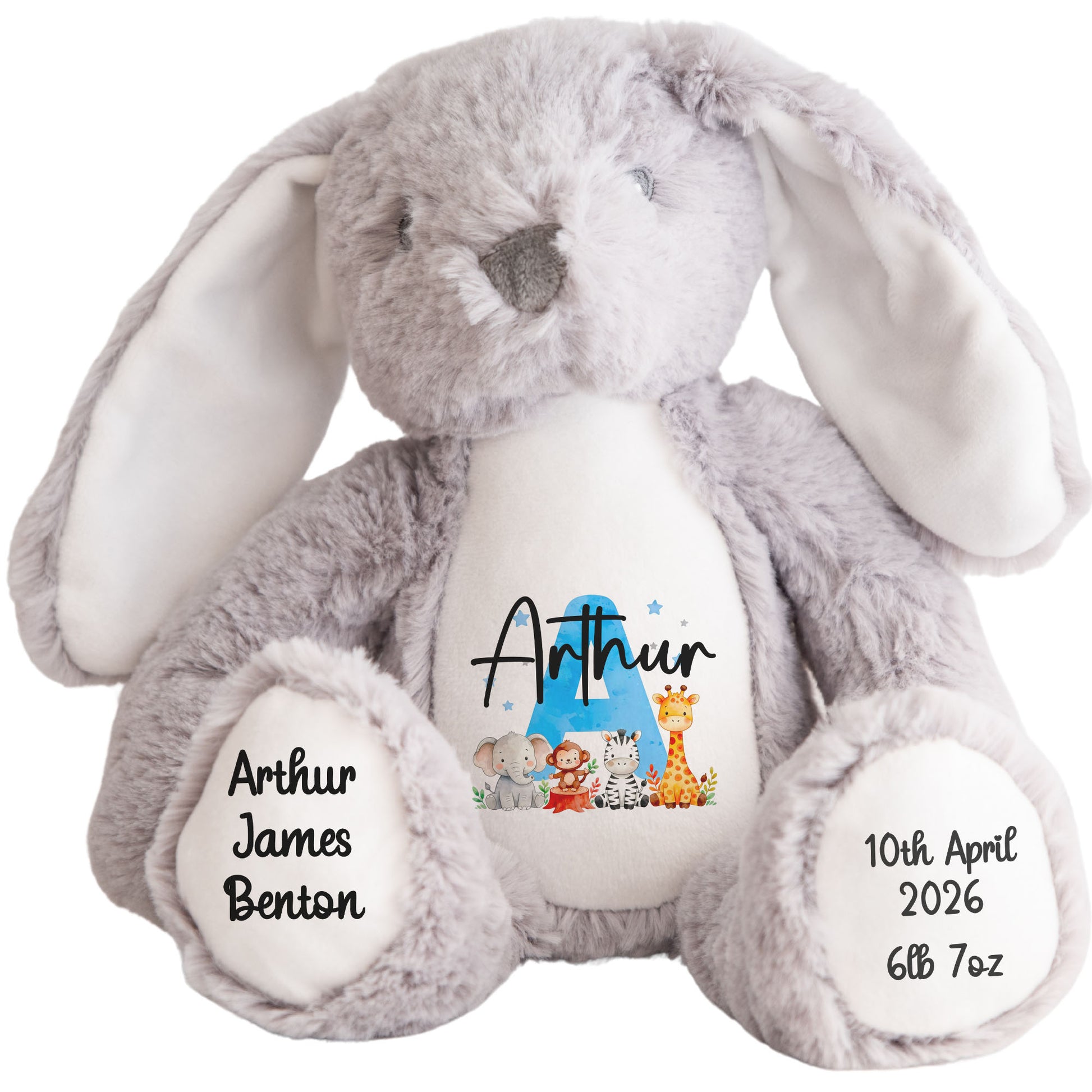 grey bunny teddy personalised teddy bear