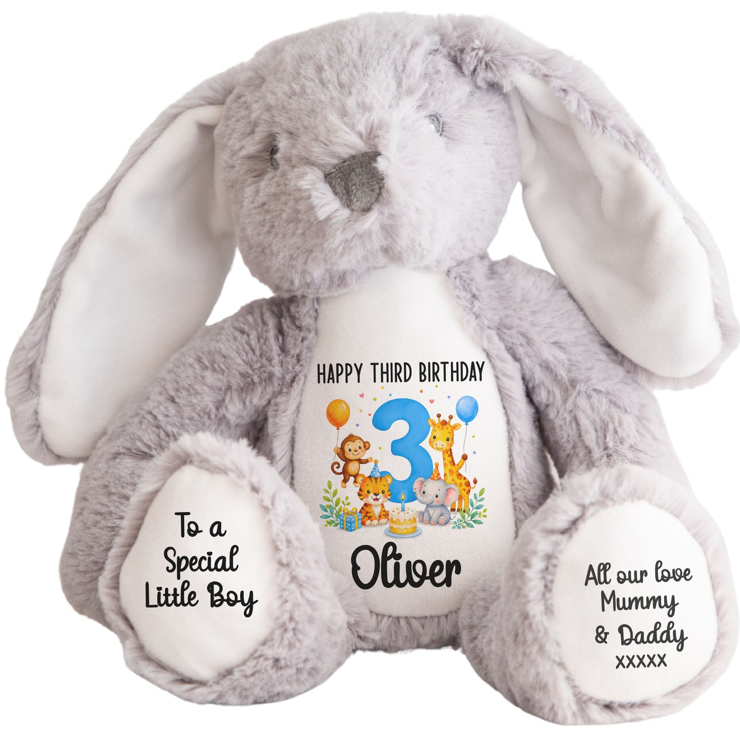 grey bunny teddy personalised teddy bear