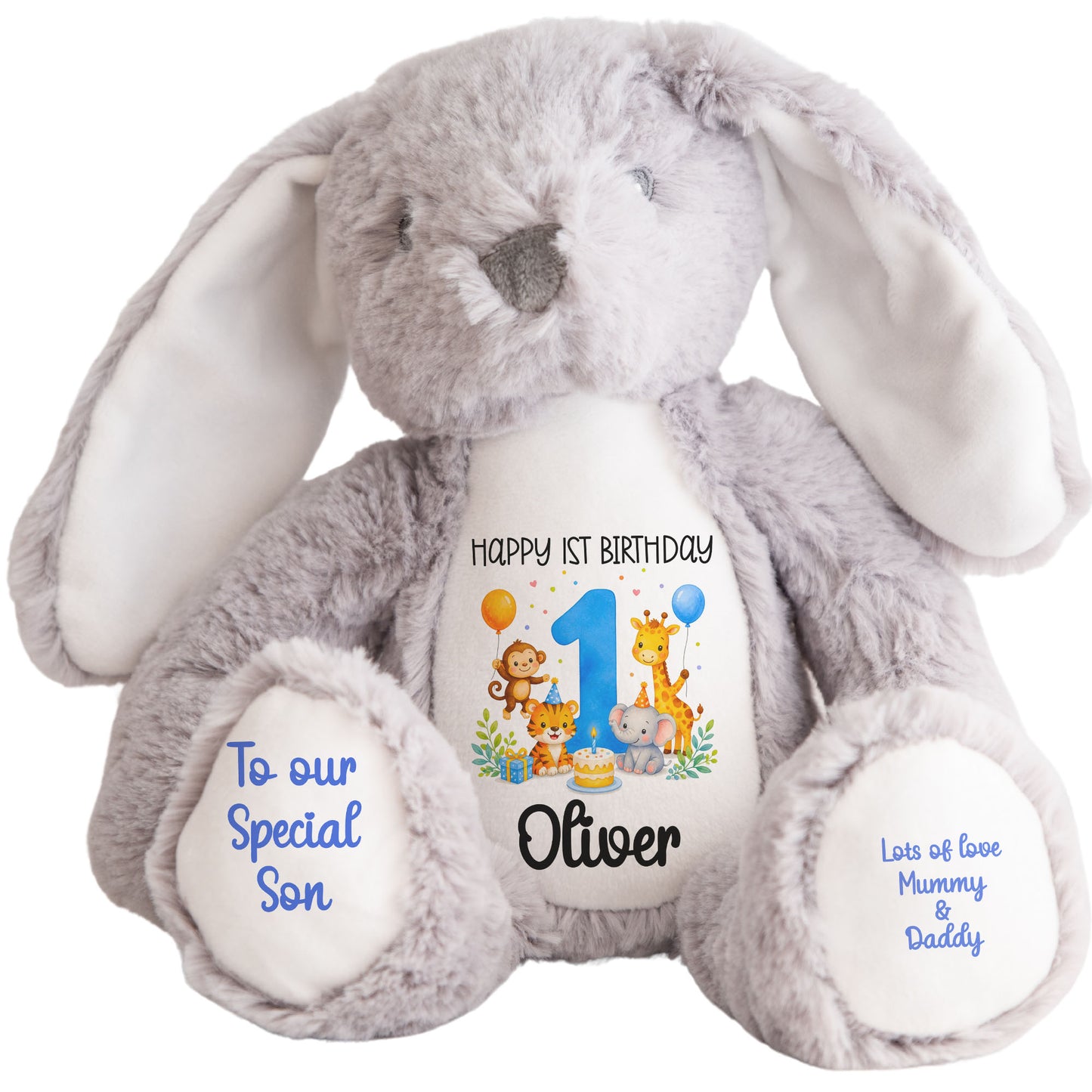 grey bunny teddy personalised teddy bear