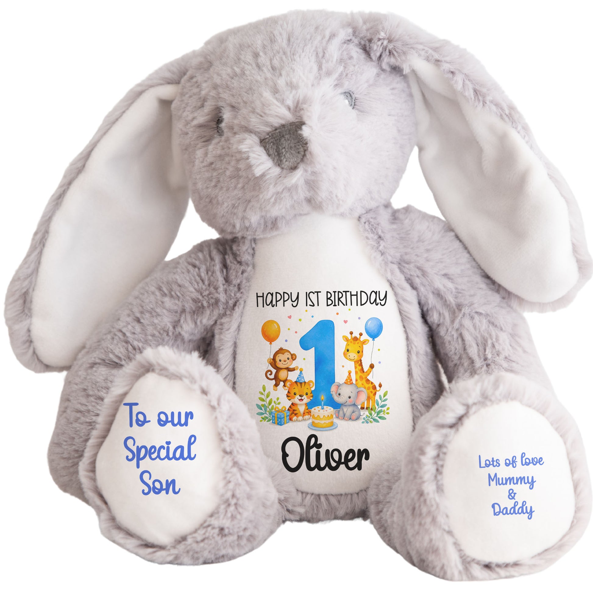 grey bunny teddy personalised teddy bear