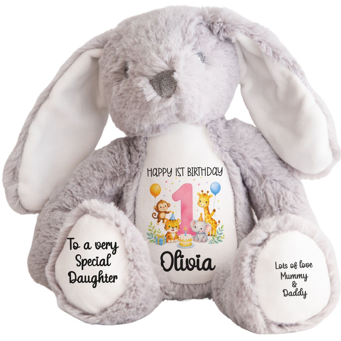 grey bunny teddy personalised teddy bear