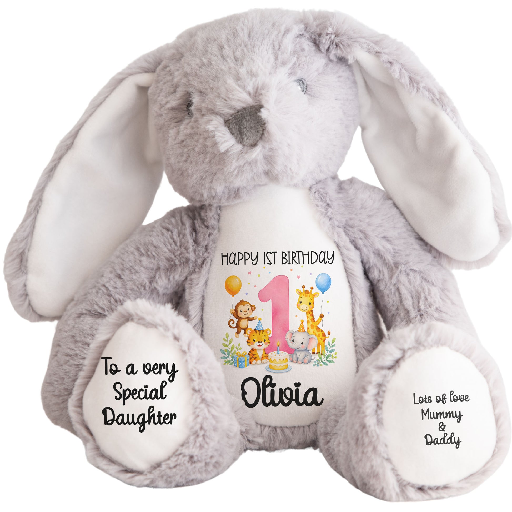 grey bunny teddy personalised teddy bear