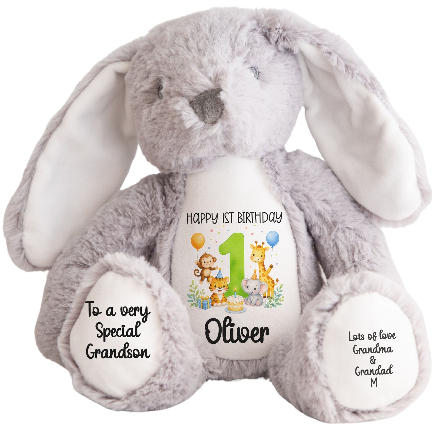 grey bunny teddy personalised teddy bear