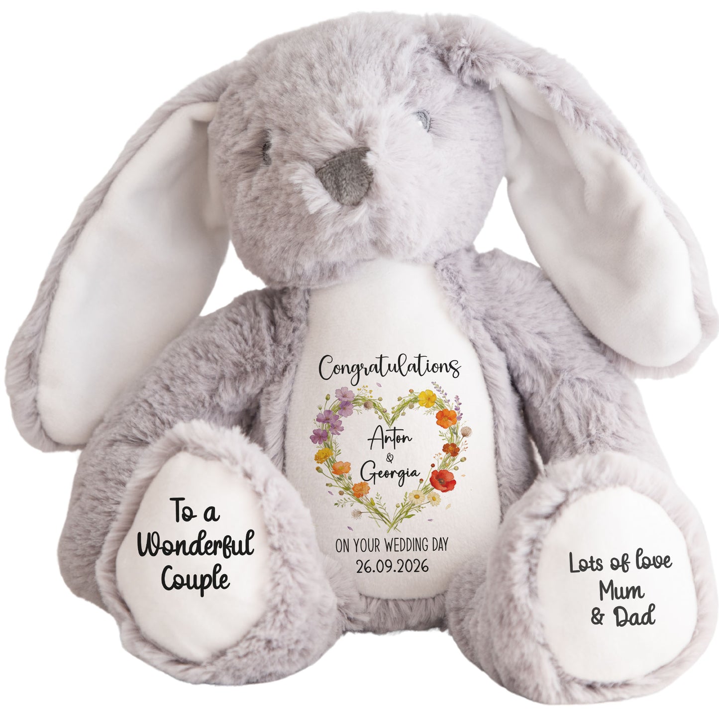 grey bunny teddy personalised teddy bear