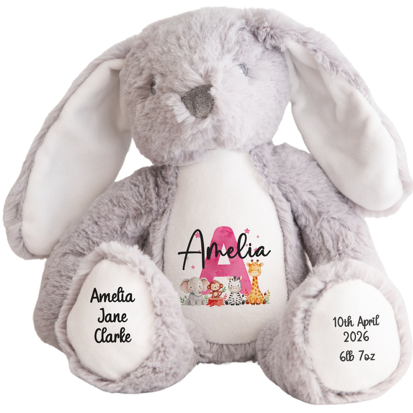 grey bunny teddy personalised teddy bear