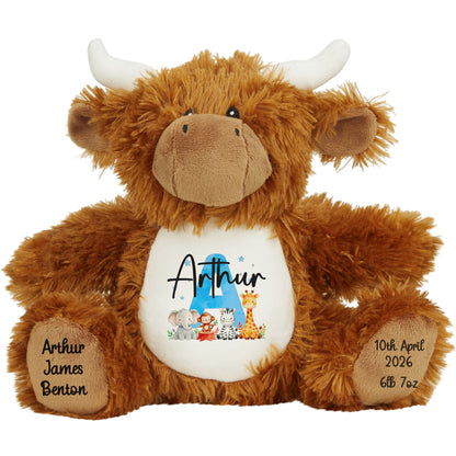 highland cow teddy personalised teddy bear
