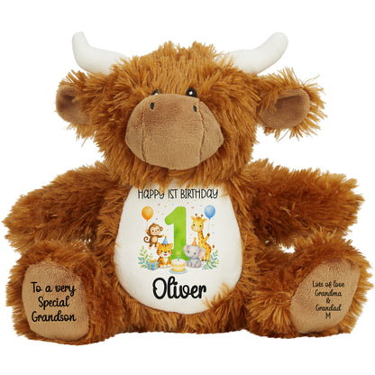 highland cow teddy personalised teddy bear