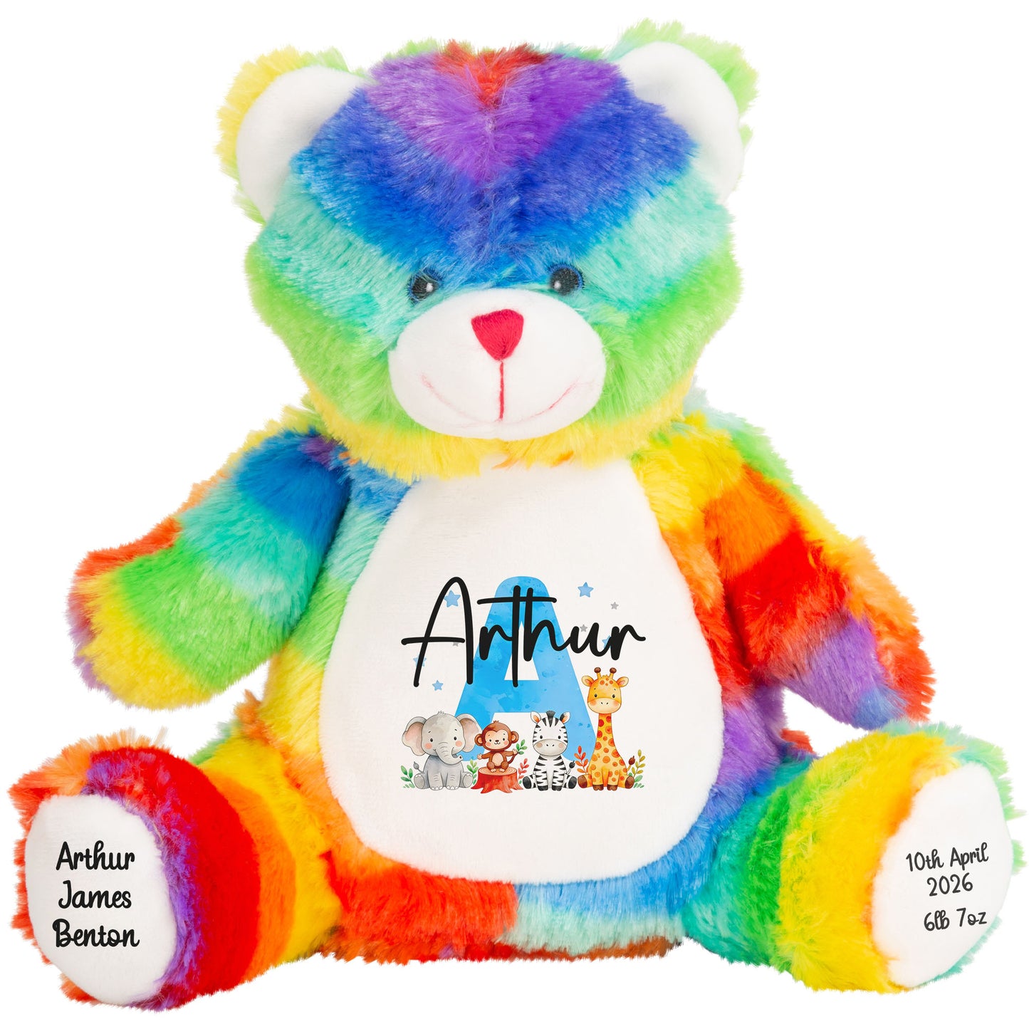 rainbow teddy bear personalised teddy bear