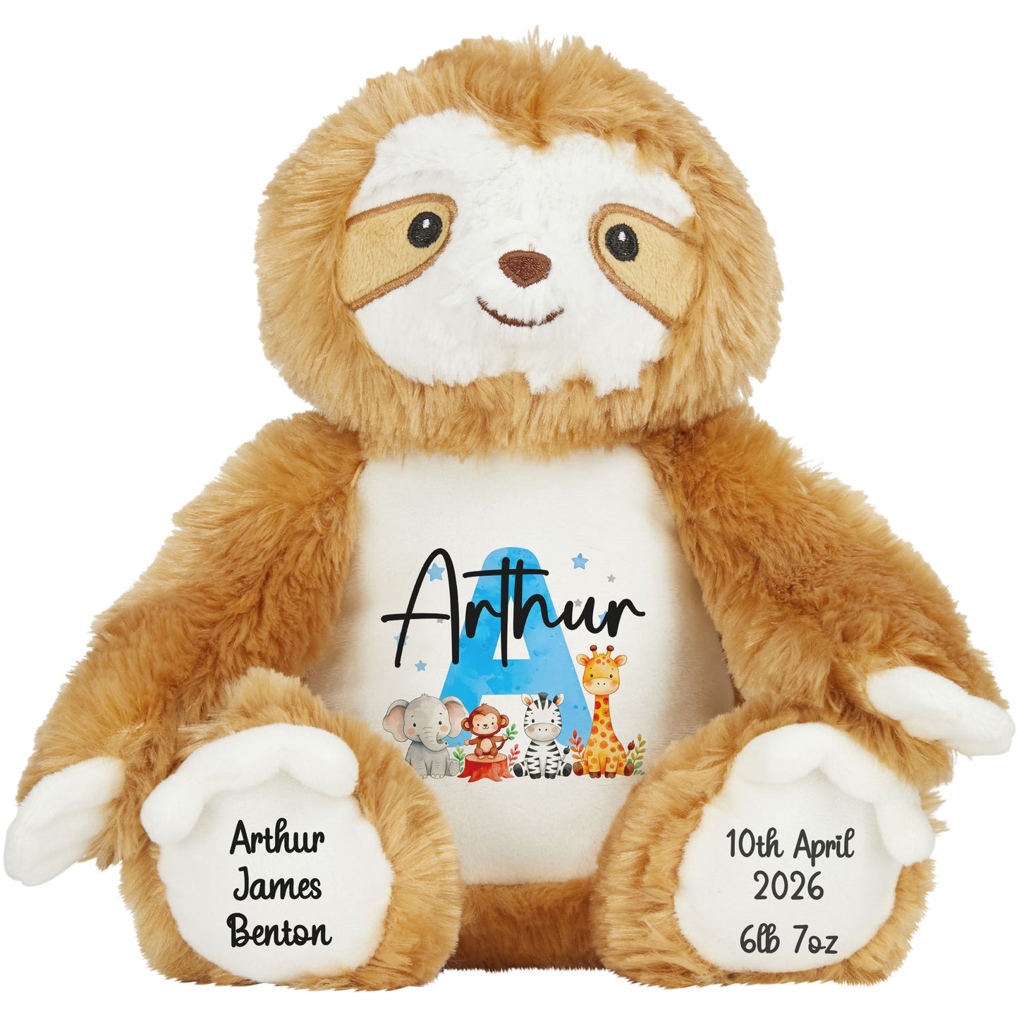 sloth teddy personalised teddy bear