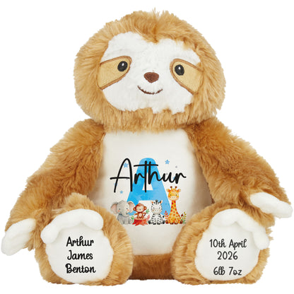 sloth teddy personalised teddy bear