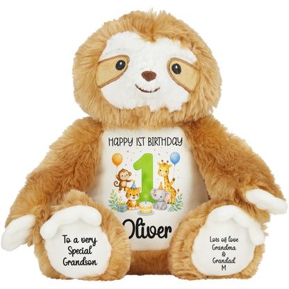 sloth teddy personalised teddy bear