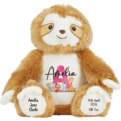 sloth teddy personalised teddy bear