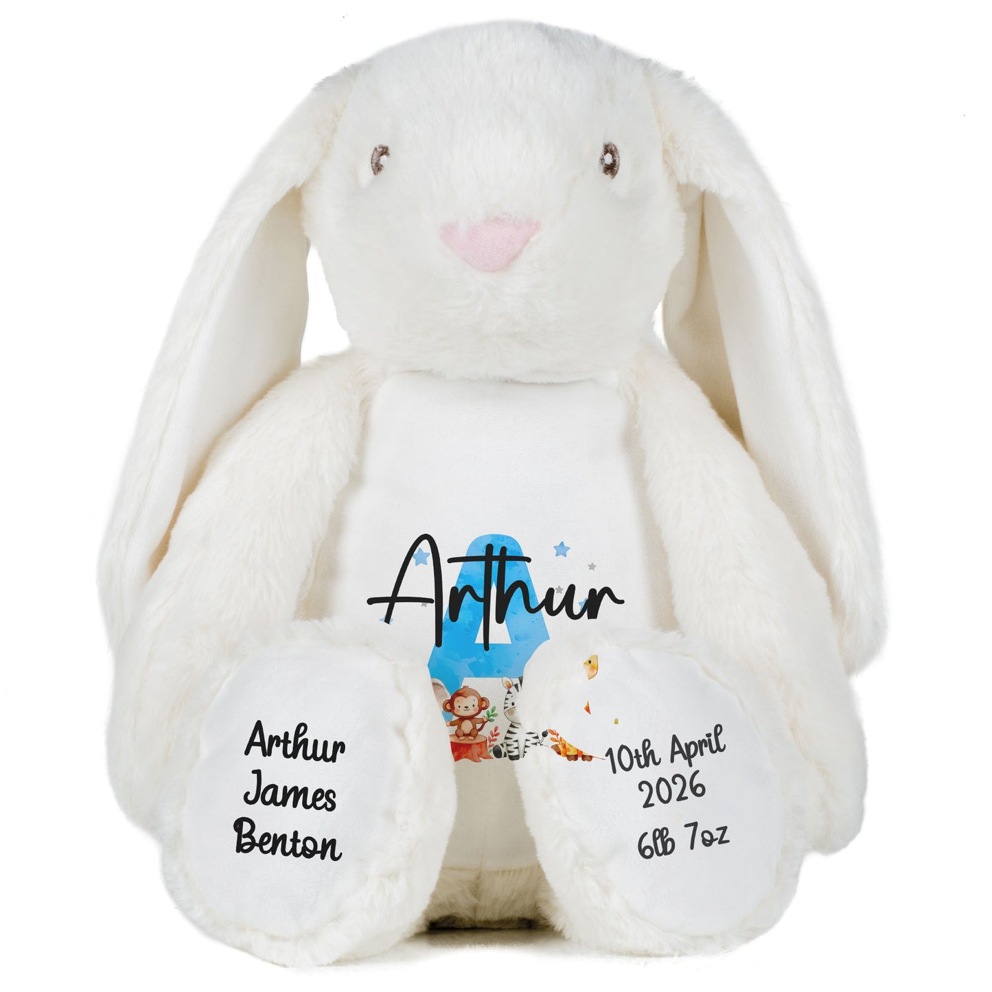 white bunny teddy personalised teddy bear