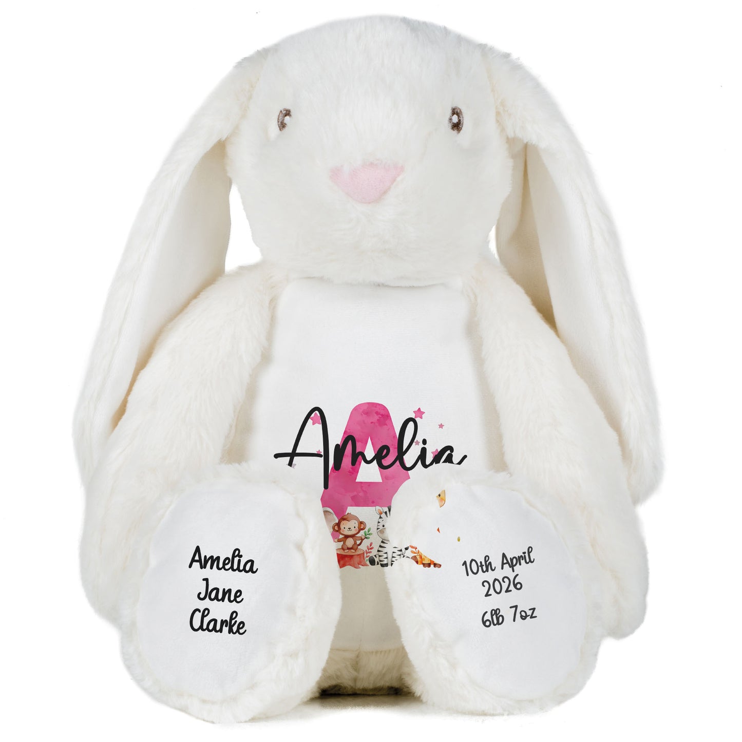 white bunny teddy personalised teddy bear