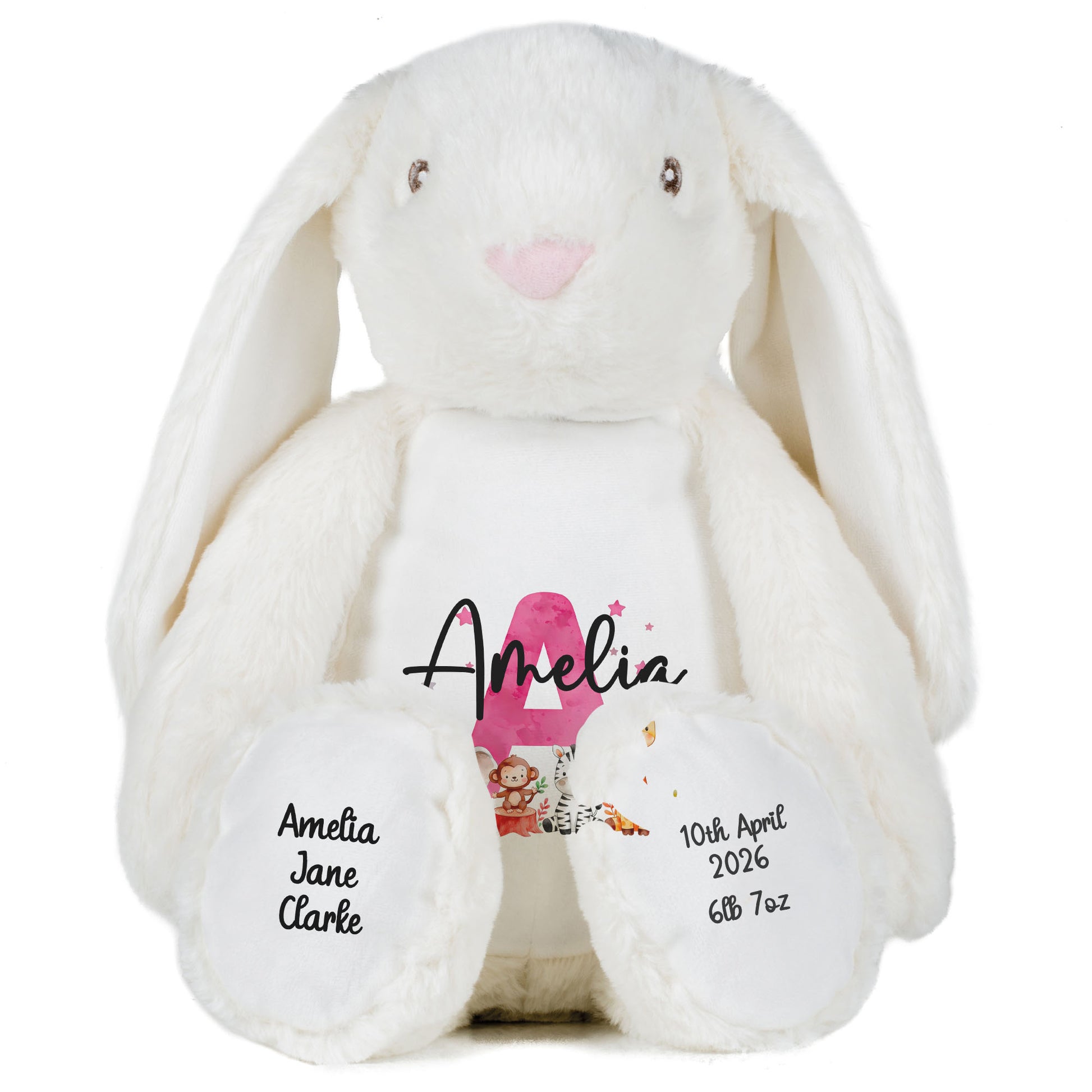 white bunny teddy personalised teddy bear
