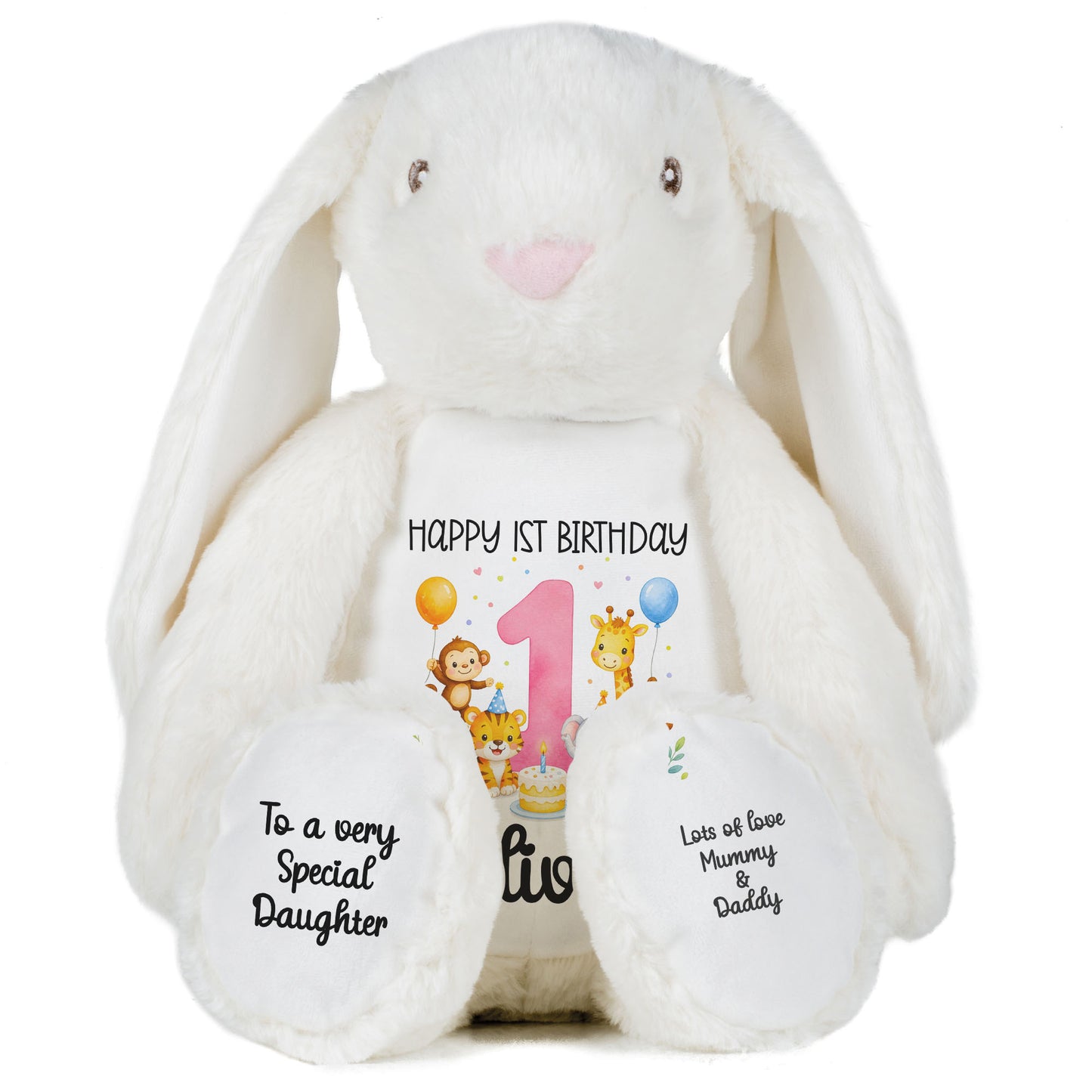 white bunny teddy personalised teddy bear
