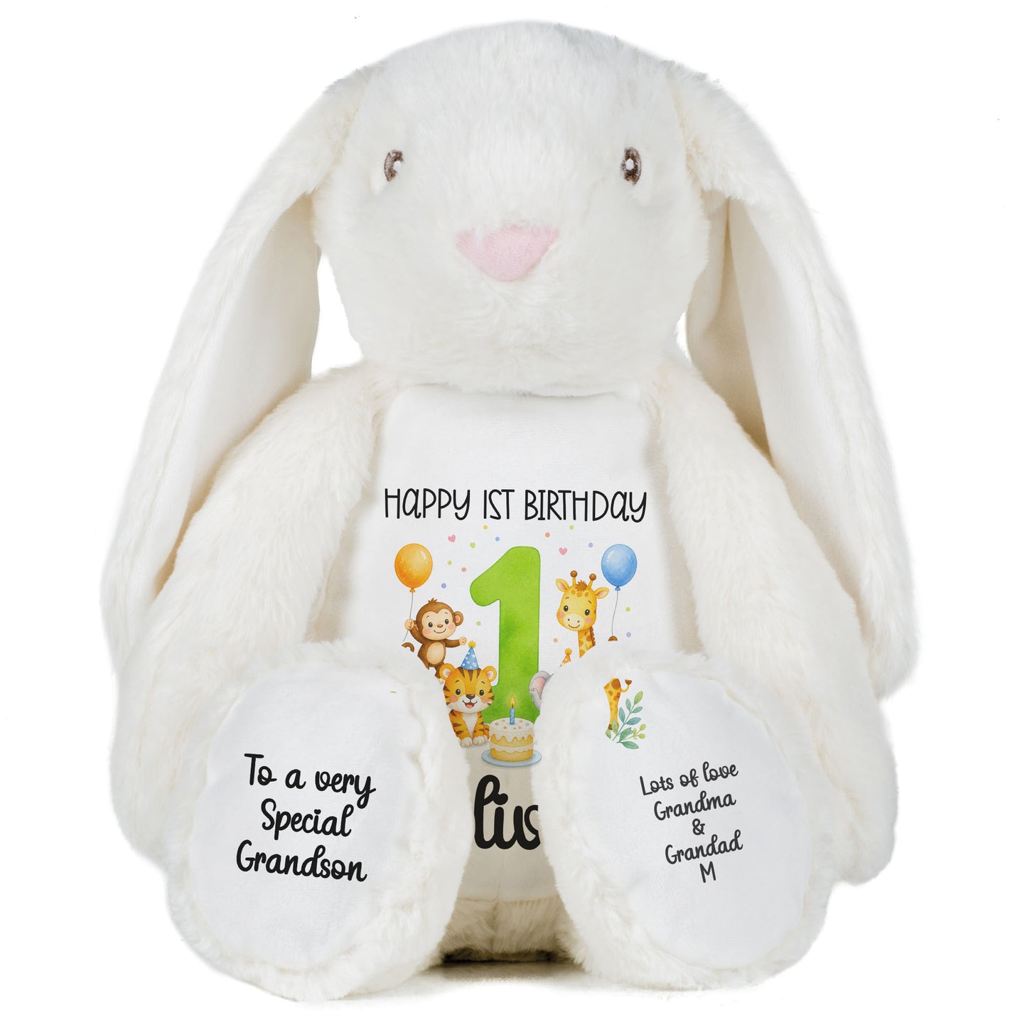 white bunny teddy personalised teddy bear