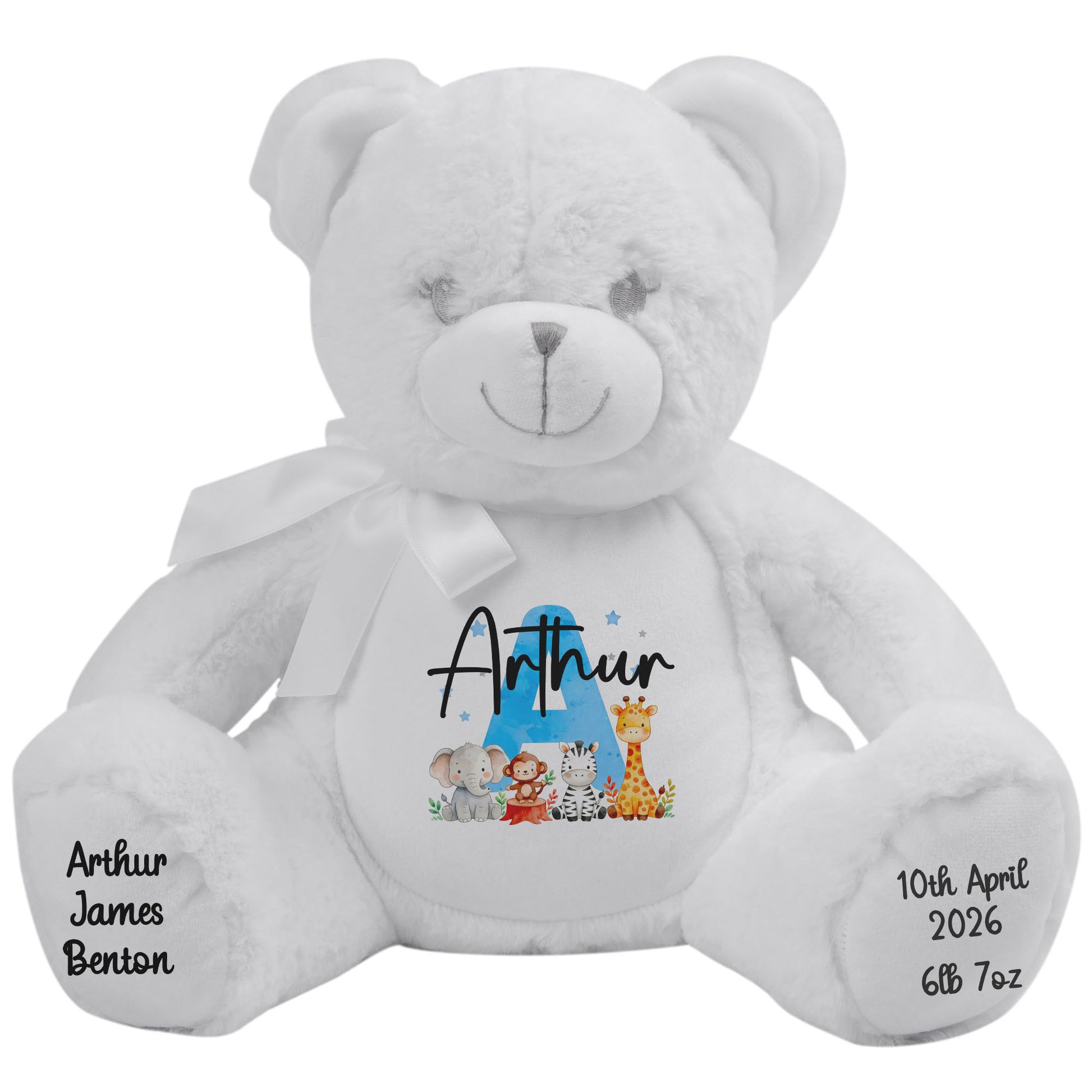 white teddy bear personalised teddy bear