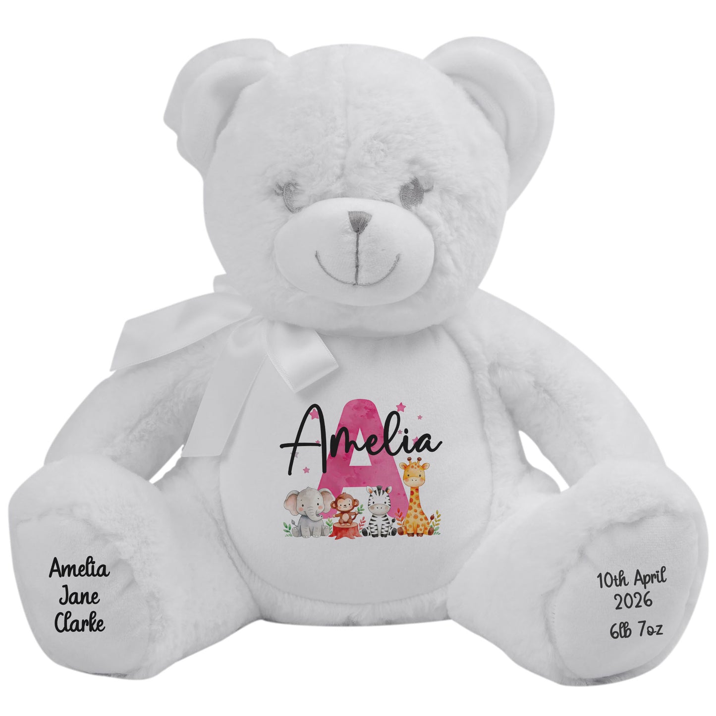 white teddy bear personalised teddy bear