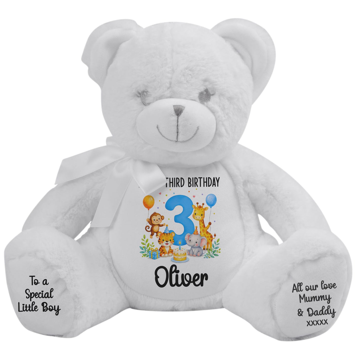 white teddy bear personalised teddy bear