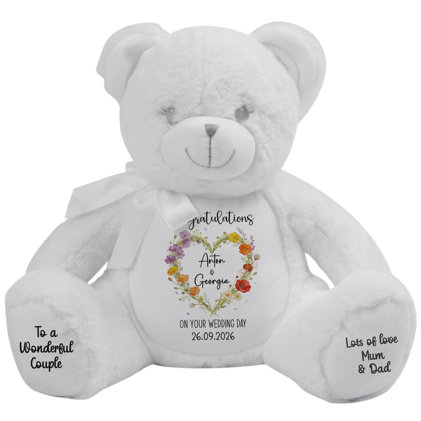 white teddy bear personalised teddy bear
