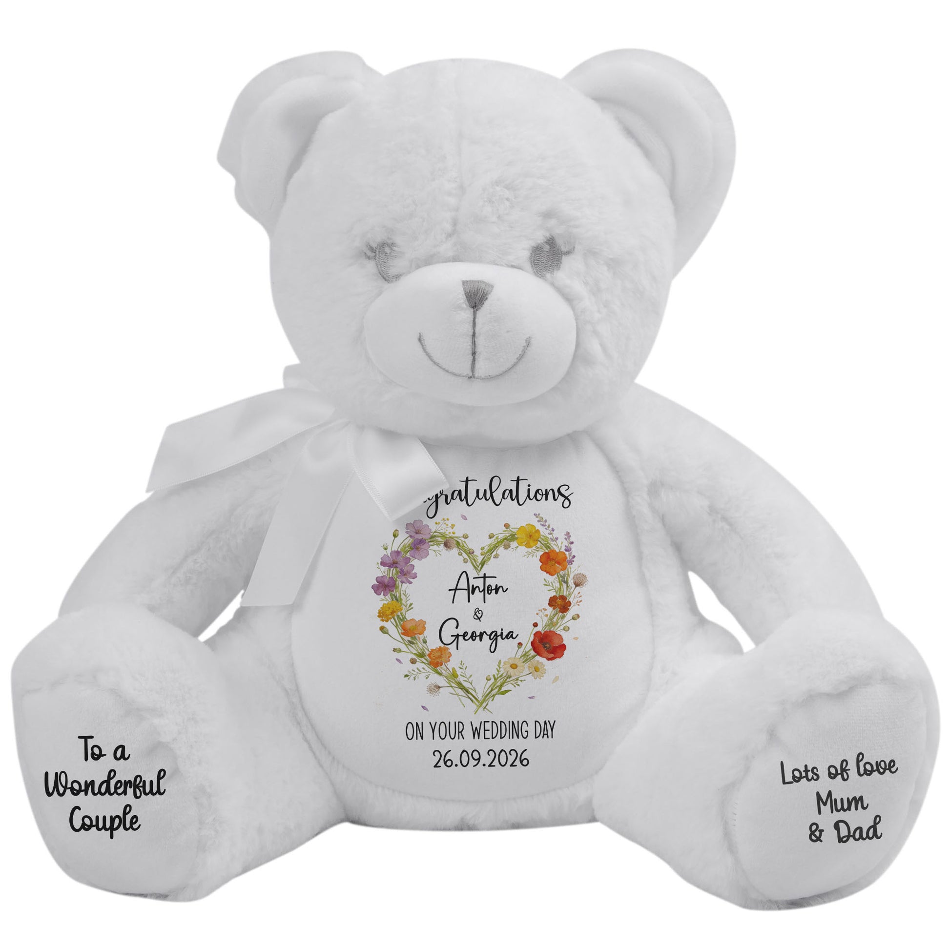 white teddy bear personalised teddy bear