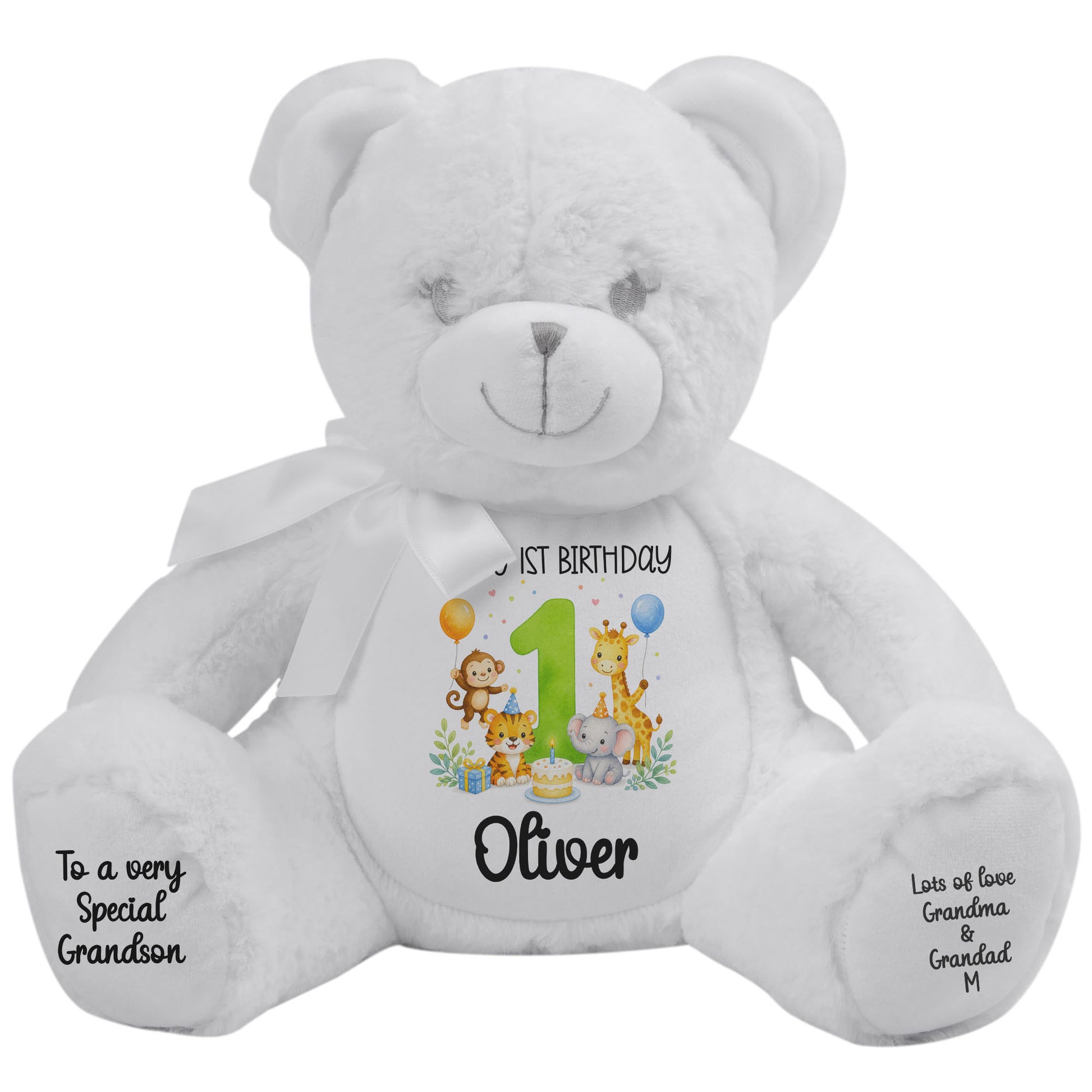 white teddy bear personalised teddy bear