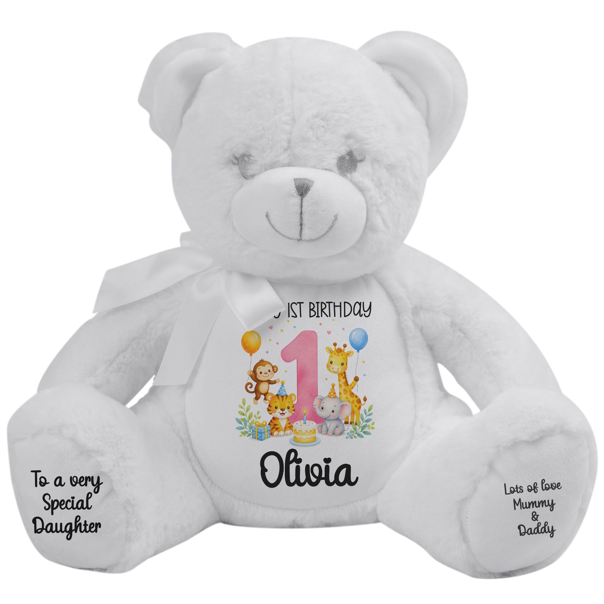 white teddy bear personalised teddy bear