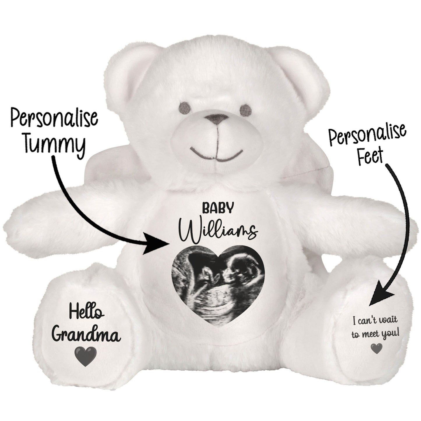 Personalised Pregnancy Reveal Baby Scan Photo Teddy Bear