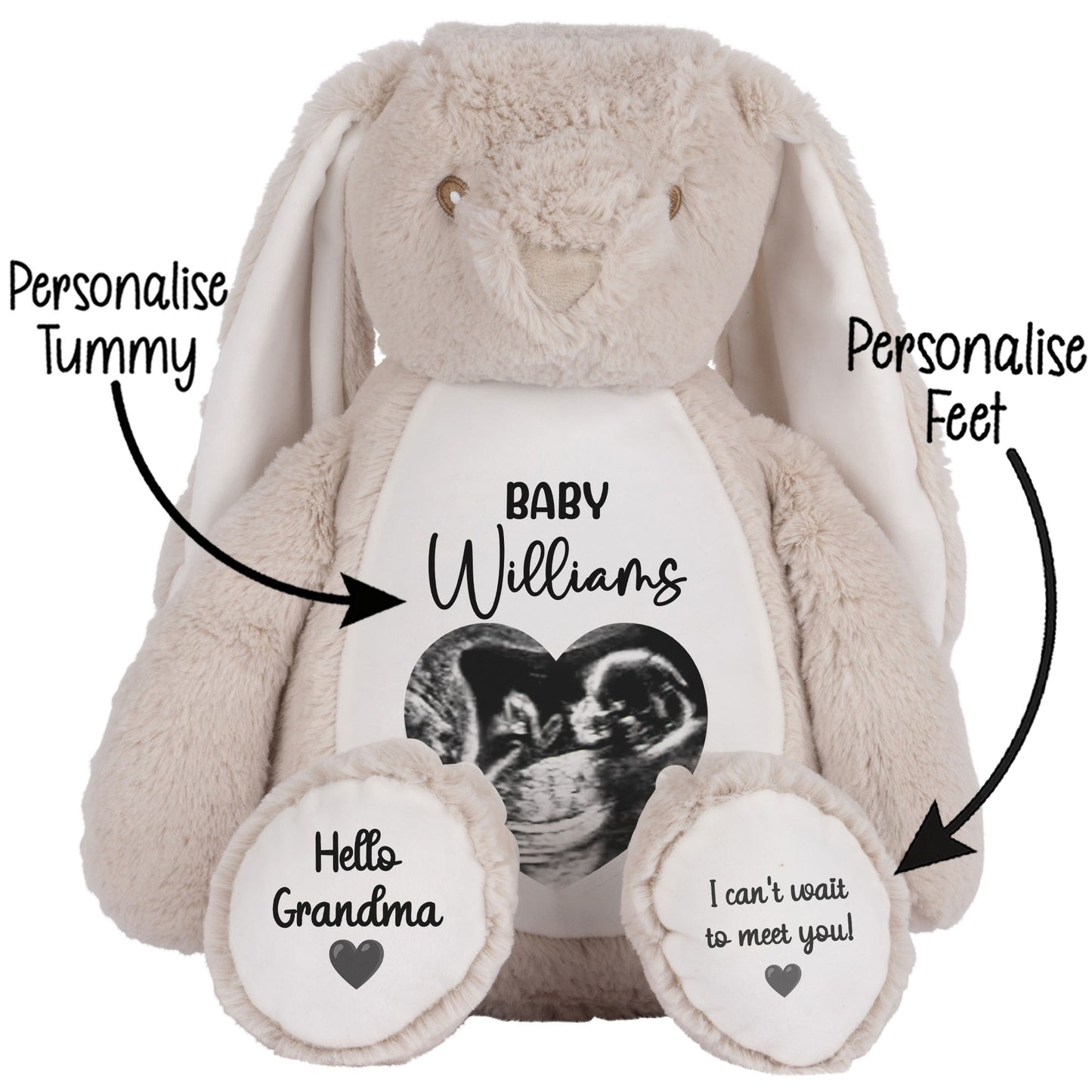 Personalised Pregnancy Reveal Baby Scan Photo Teddy Bear