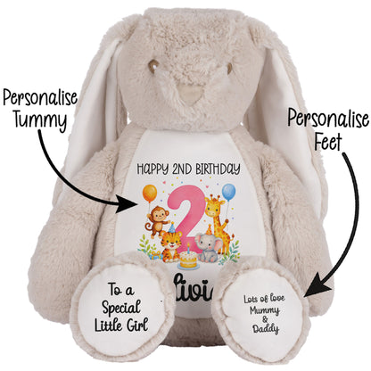 Personalised Pink 2nd Birthday Safari Party Teddy Bears