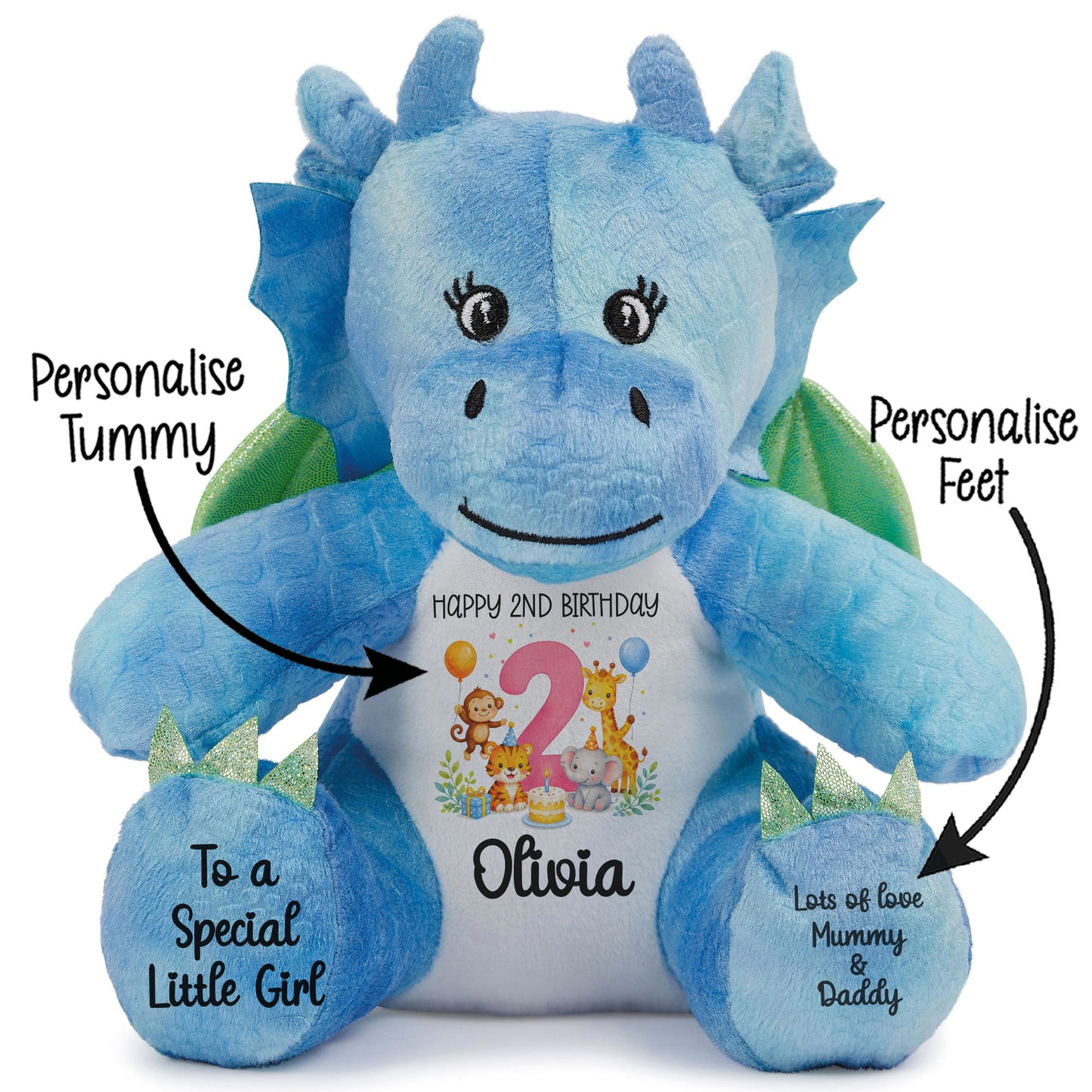 Personalised Pink 2nd Birthday Safari Party Teddy Bears