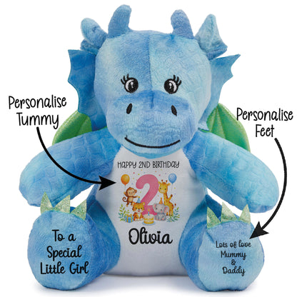 Personalised Pink 2nd Birthday Safari Party Teddy Bears