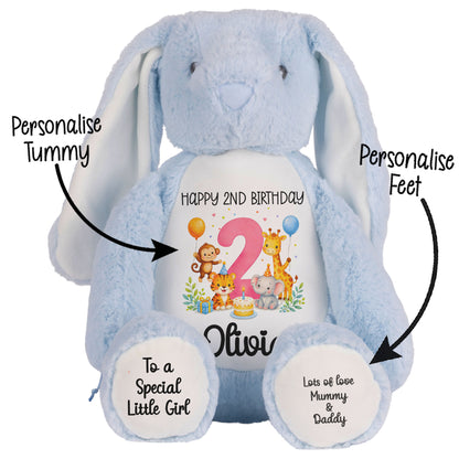 Personalised Pink 2nd Birthday Safari Party Teddy Bears