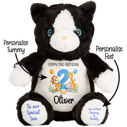 Personalised 2nd Birthday Blue Safari Party Teddy Bear