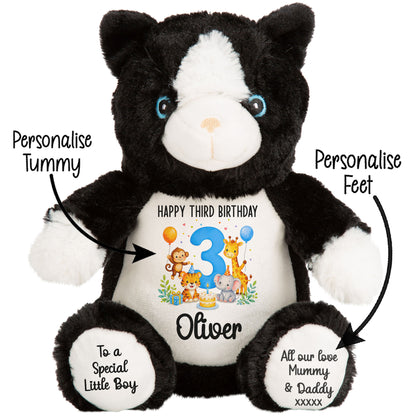 Personalised 3rd Birthday Blue Safari Party Teddy Bear