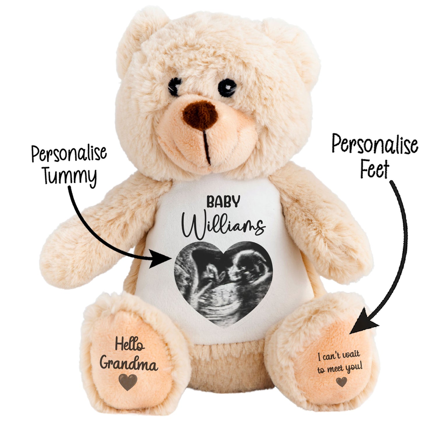 Personalised Pregnancy Reveal Baby Scan Photo Teddy Bear