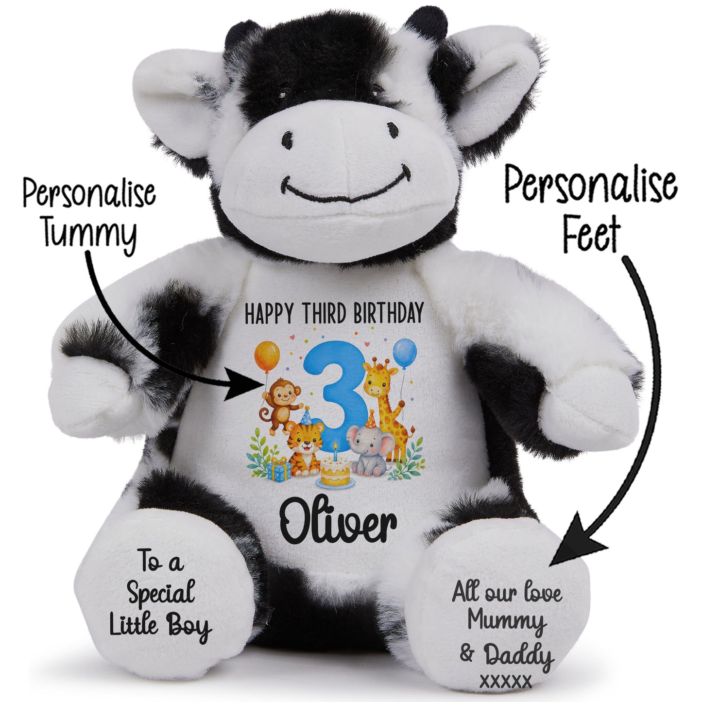 Personalised 3rd Birthday Blue Safari Party Teddy Bear