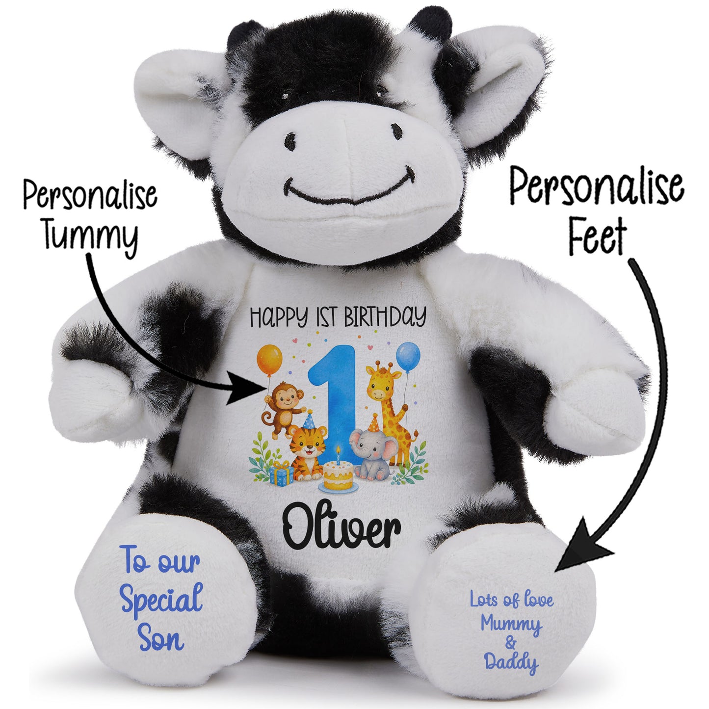 Personalised 1st Birthday Blue Safari Party Teddy Bears