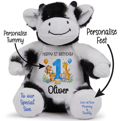 Personalised 1st Birthday Blue Safari Party Teddy Bears