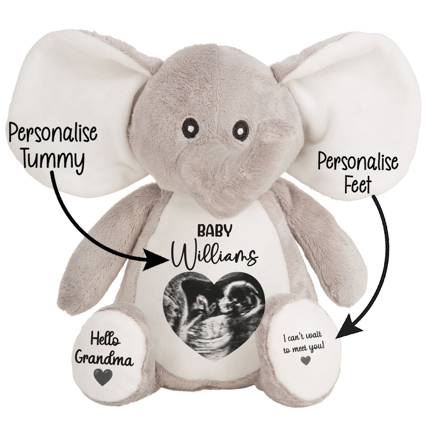 Personalised Pregnancy Reveal Baby Scan Photo Teddy Bear