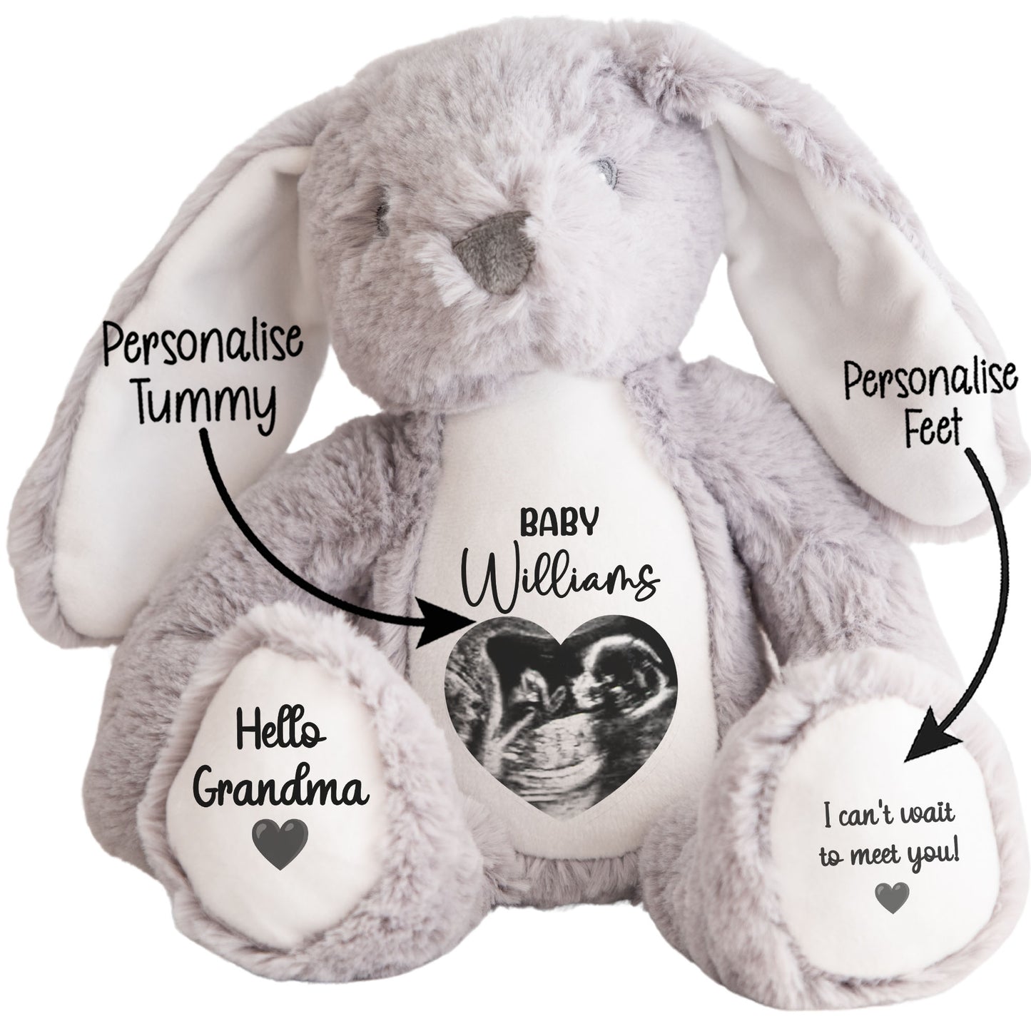 Personalised Pregnancy Reveal Baby Scan Photo Teddy Bear