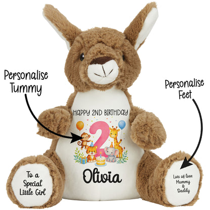 Personalised Pink 2nd Birthday Safari Party Teddy Bears