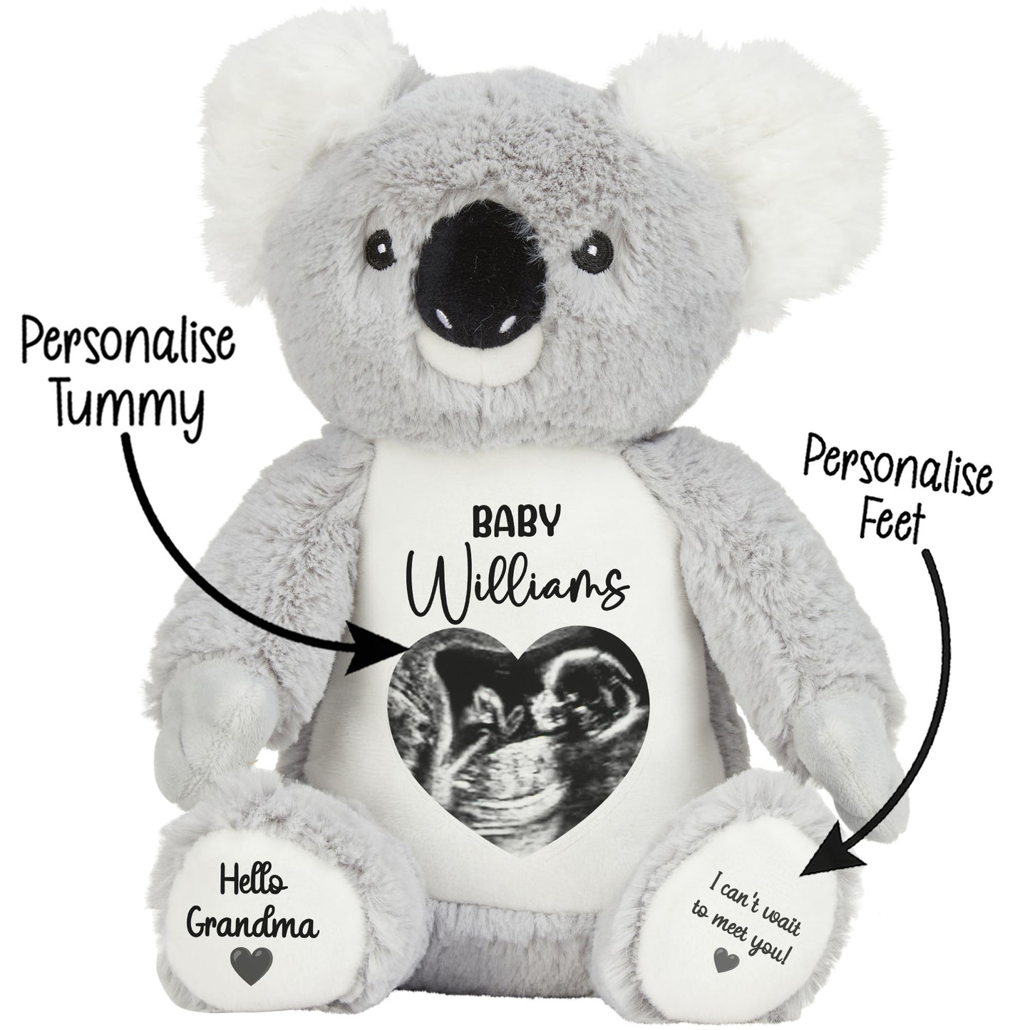 Personalised Pregnancy Reveal Baby Scan Photo Teddy Bear