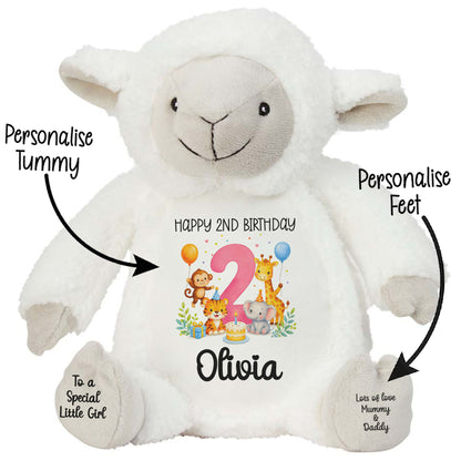 Personalised Pink 2nd Birthday Safari Party Teddy Bears